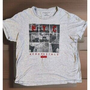 NYC AERO 87 Aeropostale Men's Graphic Short Sleeve T-shirt Grey Size XL Aero